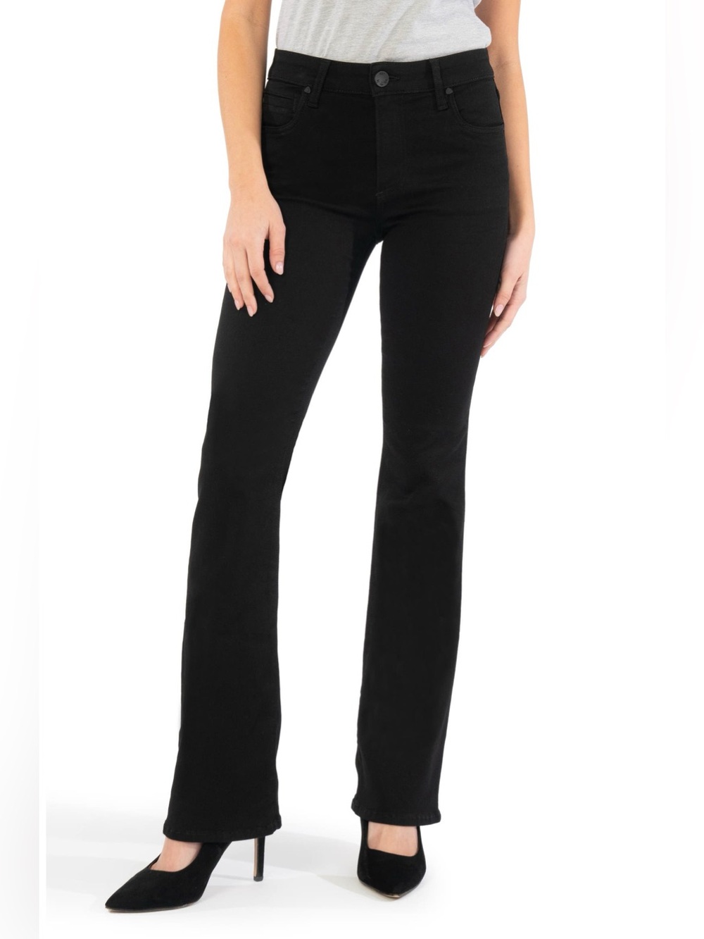 Kut From The Kloth Natalie Bootcut Jeans Size 12 Black High Rise Fab Ab Stretch
